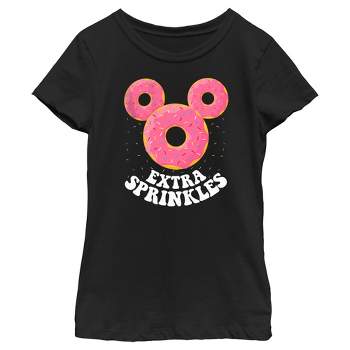 Girl's Disney Mickey Mouse Extra Sprinkles Donut Silhouette T-Shirt
