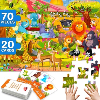 QUOKKA Search and Find Puzzles for Kids Ages 4-6 - Riddle Kids Puzzles 6-8 Years Old - 70 Unique Pcs | 20 Illustrated Cards | Children Themes