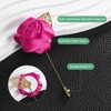 Unique Bargains Wedding Groom Suit Ribbon Rose Flower Lapel Pin with Gold Leaf 1 Pc - 2 of 4