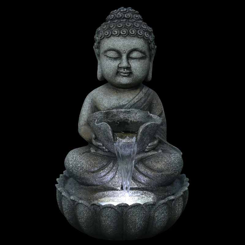 Northlight 21.5" Buddha in Sukhasana Pose Outdoor Garden Water Fountain, 3 of 7