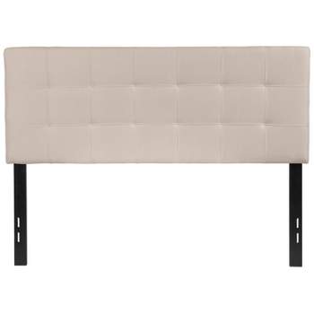 Emma and Oliver Quilted Tufted Upholstered Full Size Headboard in Beige Fabric