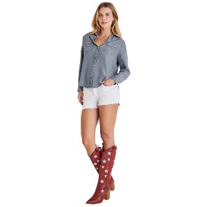 VENUS Womens Chambray Button-Down Top - 1 of 4