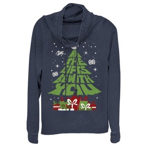 Juniors Womens Star Wars May the Christmas Gifts Be With You Cowl Neck Sweatshirt - 1 of 3