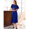 INSPIRE CHIC Women Ruffle Front Side Slit Crew Neck Short Sleeve Midi Cocktail Formal Dresses - 3 of 4