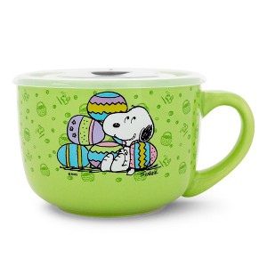 Silver Buffalo Peanuts Snoopy Easter Pastel Green Soup Mug With Vented Lid | Holds 24 Ounces - 1 of 4