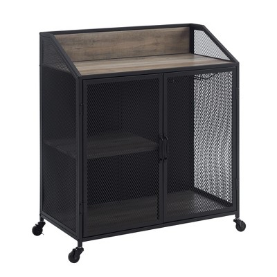 Urban Industrial Metal Mesh Bar Cart with Wheels - Saracina Home