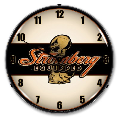 Collectable Sign & Clock | Stromberg Equipped LED Wall Clock Retro/Vintage, Lighted