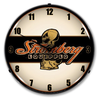 Collectable Sign & Clock | Stromberg Equipped LED Wall Clock Retro/Vintage, Lighted