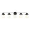 Vaughn 5-Light Bath Vanity Light - Matte Black & Opal Glass, Dimmable, 40.75" Wide - 3 of 4