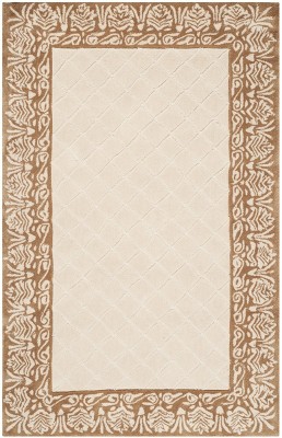 Ivory and Cream Hand-Knotted Wool Oriental Rug 4' x 6'