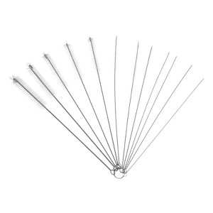 Unique Bargains Plastic Stainless Steel Wire Pipe Cleaning Elastic Straw Brush 1 Set of 12 Pcs - 1 of 3