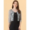 Allegra K Women's Elegant 3/4 Sleeve Sheer Floral Lace Cropped Bolero Shrugs - 2 of 4