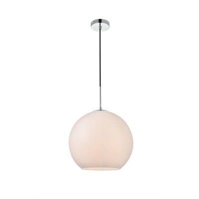 Elegant Chrome Pendant Light with Frosted White Glass Globe Shade