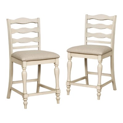 Set of 2 Essen Rustic Cushioned Counter Height Dining Chair White - HOMES: Inside + Out