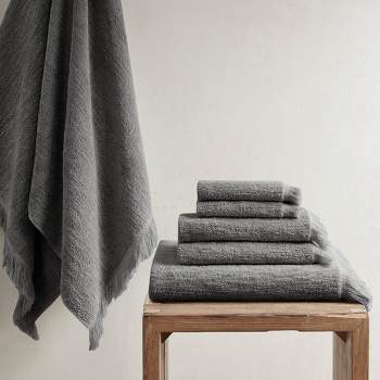 Shop Luxor 100% Egyptian Cotton 6 Piece Towel Set Charcoal, Bath Towels