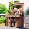 Gulches Brown Garden Potting Bench with Planter Stands and Holders, 65.7" Tall Workstation with Storage - 2 of 4