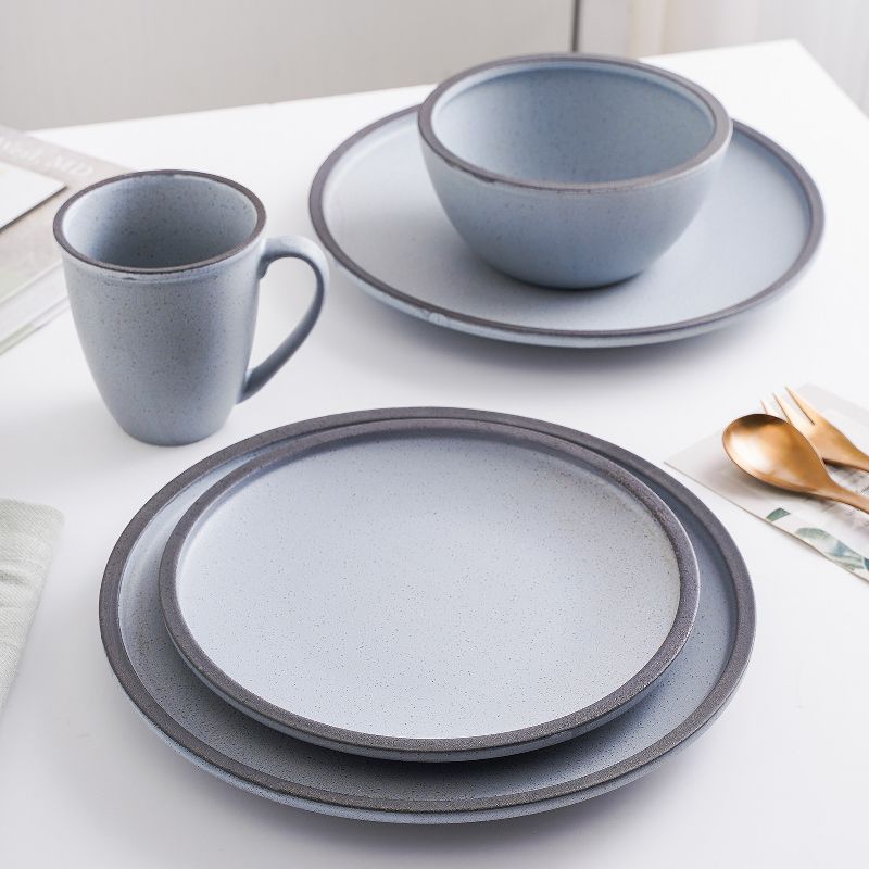 Stone Lain Tina 16-Piece Stoneware Dinnerware Set, Service for 4, Blue and Grey, 5 of 7