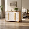 LuxenHome Natural and White 47.2-Inch Wide 6-Drawer Dresser Brown - 4 of 4