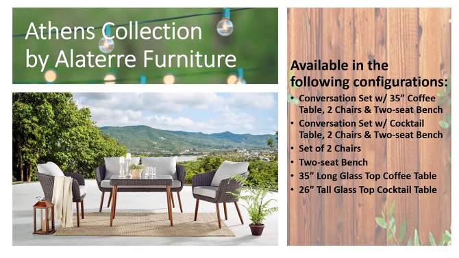 4pc All-Weather Wicker Athens Outdoor Conversation Set with 35&#34; Coffee Table - Brown - Alaterre Furniture, 2 of 16, play video
