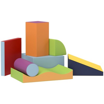 7 Piece PU Leather Soft Play Climbing for Toddlers, Baby Colorful Soft Play Gym Toys Indoor