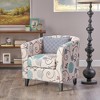 Fabric Tub Club Chair with Flared Back and Birch Wood Legs and Comfortable Accent Design - 3 of 4