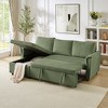 L-Shaped Sectional Sofa, Corduroy Tufted Upholstered Modular Convertible Sleeper Sofa with Pull-Out Bed, Reclining Backrest & Storage Chaise - 4 of 4
