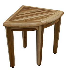 EcoDecors® SnazzyCorner® 18"H Teak Wood Corner Shower Bench in EarthyTeak Finish - 1 of 4