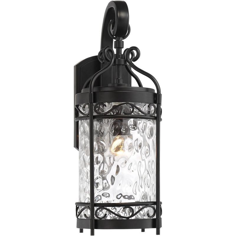 John Timberland Paseo Outdoor Vintage Wall Light Fixture Matte Black 19" Clear Hammered Glass for Post Exterior Barn Deck House Porch Yard Posts Patio, 5 of 9