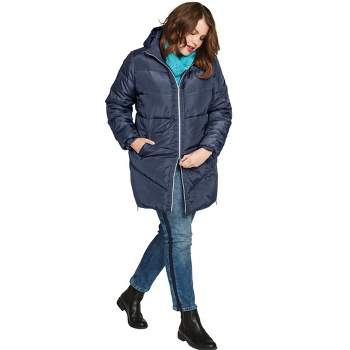Ellos Women's Plus Size Faux Fur Trim Parka - 5x, Blue : Target