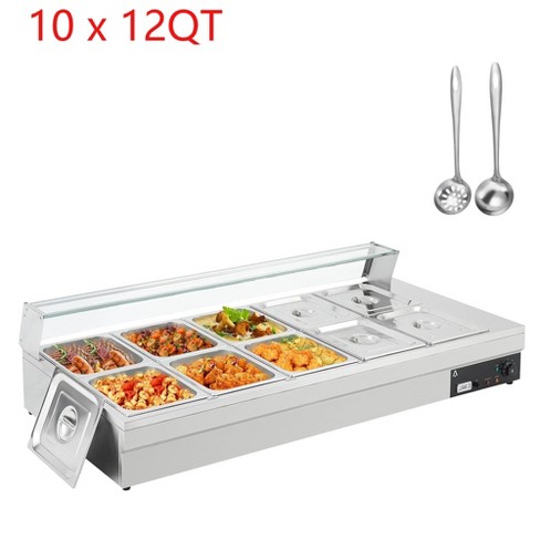 10x12QT Food Warmer 1800W Bain Marie Buffet Pan Steam Table With Glass Shield & Adjustable Temp & Auto Shut Off & Dry Burning Indicator - image 1 of 4