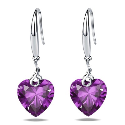 Paaaawaters 925 Sterling Silver 5A 10mm Heart Cubic Zirconia Dangle Earring for Women