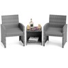 Costway 3 PCS Patio Furniture Set with Tempered Glass Coffee Table & Soft Seat Cushions Gray/Black/White - 2 of 4