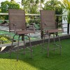 Tangkula 2PCS Patio Swivel Bar Stools Chairs 360 Rotation Barstool Armrest Brown - 3 of 4