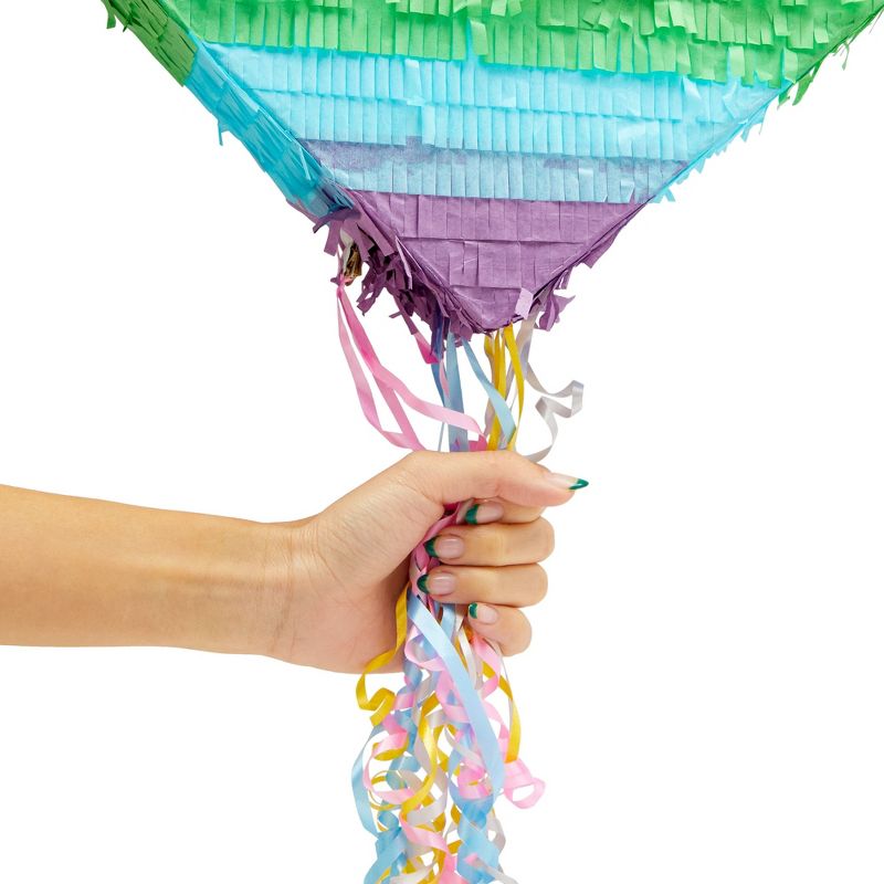 Sparkle and Bash Pull String Rainbow Heart Pinata for Pastel Birthday Party Decorations, Small, 15.7 x 13 x 3 In, 3 of 9