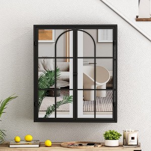 Vintage Two Door Wall Cabinet With Mirror, 23.62" Cabinet 3-level Entrance Storage Space - 1 of 4