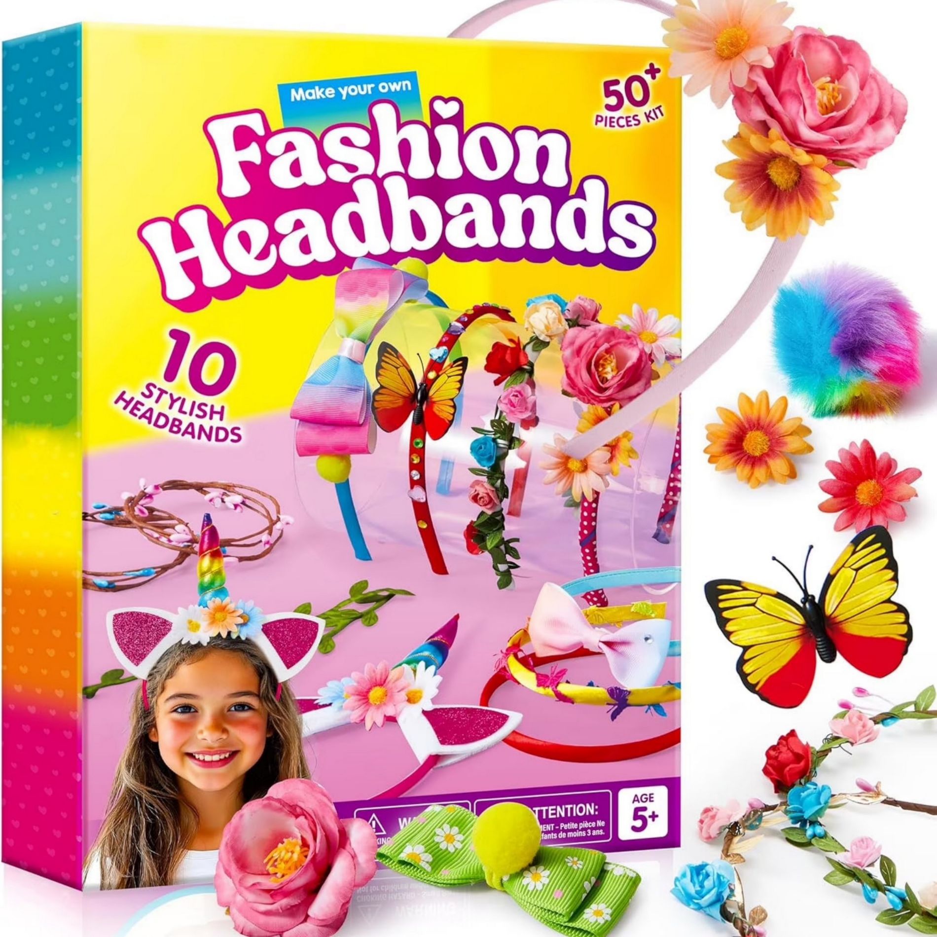 SYNCFUN Headband Making Kit for Girls - Make Your Own Fashion Headbands, Hair Accessories Set, DIY Arts & Crafts, Christmas Birthday Gift for Age 5-12