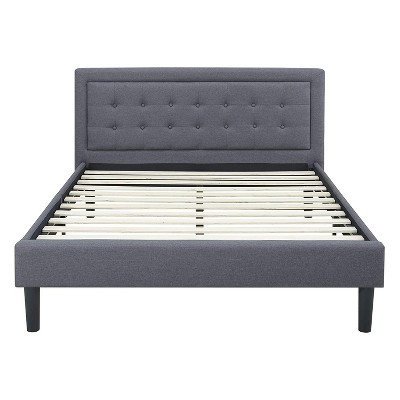 Classic Brands Mornington Modern Contemporary Tufted Upholstered Platform Bed with Headboard, Wood Frame, and Wood Slat Support, King, Dark Grey