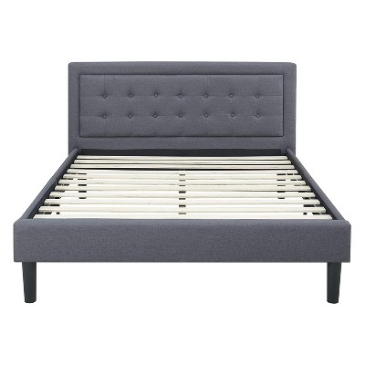 Classic Brands Mornington Modern Contemporary Tufted Upholstered Platform Bed with Headboard, Wood Frame, and Wood Slat Support, King, Dark Grey