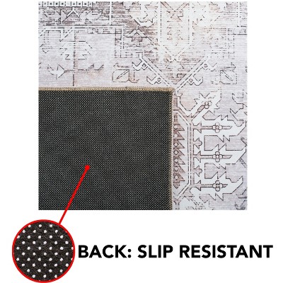 Beige and Gray 5' x 8' Machine Washable Area Rug