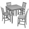 FONTOI Wooden Counter Height Dining Set with Square Table and Upholstered Ladder Back Chairs for Modern Home Kitchen Spaces, Gray, 34.5"*34.5"*36" - 2 of 4