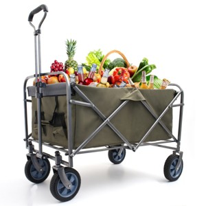 YONWAY Foldable Large Utility Shopping Wagons Carts with 4 All-Terrain Wheels 150lbs Capacity Portable for Sand,Camping Fishing,Shopping - 1 of 4