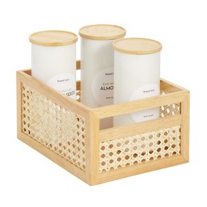 mDesign Natural Cane Kitchen Organizer Storage Bin with Handles - 1 of 4