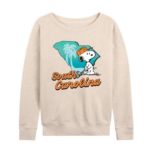 Women's - Peanuts - Snoopy Golfing South Carolina Lightweight French Terry Wide Neck Long Sleeve Shirt - 1 of 4