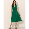 Allegra K Women's Casual Sleeveless V Neck Lace Trim Tiered Midi Tank Sundresses - 4 of 4