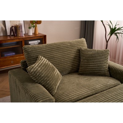 Single Corduroy Sofa Chair with Removable Ottoman and Comfy Sleeper Design