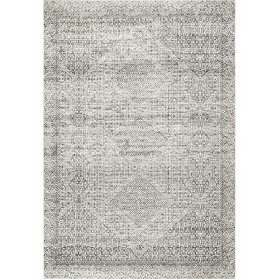 Sleek Gray Abstract Rectangular Easy-Care Rug