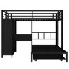 TIRAMISUBEST Twin/Full/Queen over Twin Bunk Bed with Built-in Wardrobe, Metal Bunk BedFRAME with Trundle, Foldable Desk, Ladders, Noise-reduced design - 4 of 4