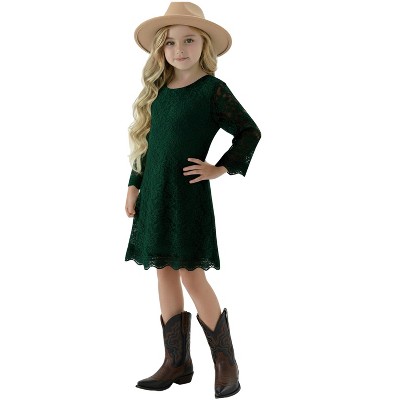 2Bunnies Girls' Boho Rustic Garden Lace Flower Girl Dress