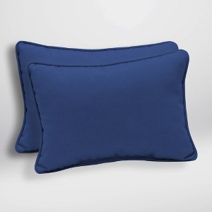 2pk Canvas Texture Oversized Outdoor Lumbar Pillows Lapis - Arden Selections