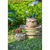 Gulches Set of 2 6.5*6.5*6" Brown Cement Planter with Woven Tassel Accent - 3 of 4